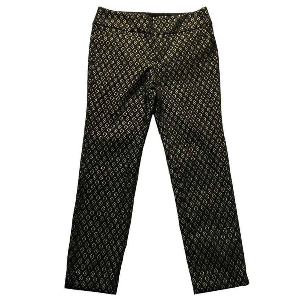 Charter Club Macy's Womens Pants size 8 Black Gold Slim Leg x28" inseam Stretch